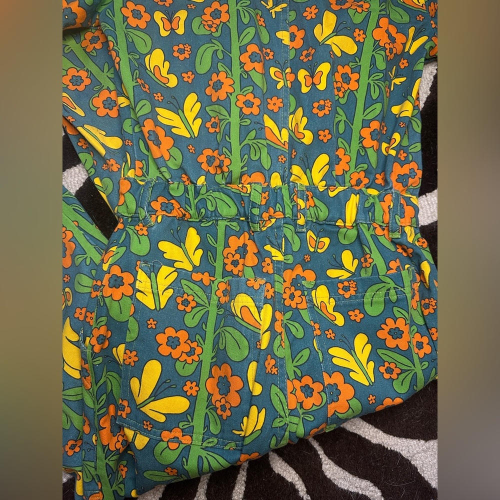 🦋Big Bud Press🦋 Everyday Long Sleeve Jumpsuit in 70s Floral Butterfly - S - RARE - Picture 11 of 16